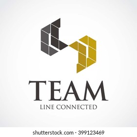 Team hexagon of line connection abstract vector and logo design or template luxury network business icon of company identity symbol concept