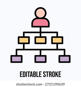 Estructura de jerarquía de Equipo Vector aislado Estilo de color lineal Icono Trazo editable