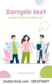 Team of hospital doctors standing together. Medical staff, physician, nurse flat vector illustration. Medicine, healthcare, job concept for banner, website design or landing web page