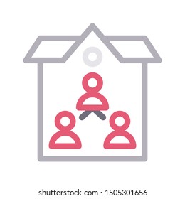team house colour line vector icon