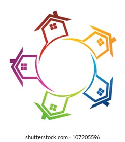 Team of houses Sign for Sale. Vector icon
