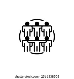 Team Huddle Glyph Icon. linear style sign for mobile concept and web design. Outline vector icon.