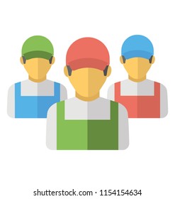 
Team of human avatars wearing hard hats and uniforms to bring labors icons in light 
