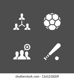 team icon. 4 team set with group, baseball bat and soccer vector icons for web and mobile app