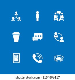 team icon. 9 team set with human, teamwork, teamwork in the office and call vector icons for web and mobile app