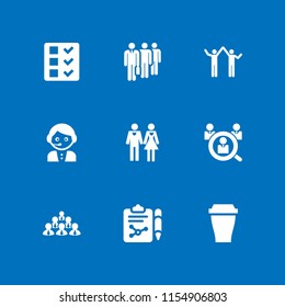 team icon. 9 team set with worker, success, work and human vector icons for web and mobile app