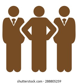 Team icon from Business Bicolor Set. This flat vector symbol uses brown color, rounded angles, and isolated on a white background.