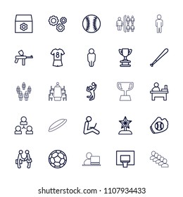 Team icon. collection of 25 team outline icons such as table, gear, paintball, trophy, user, structure, businessman shaking hands. editable team icons for web and mobile.
