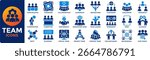 Team icon collection set. Containing collaboration, teamwork, team building, leadership, unity, coworker, project team, support team icon. Simple flat vector illustration.