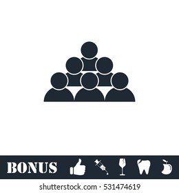 Team icon flat. Vector illustration symbol and bonus pictogram