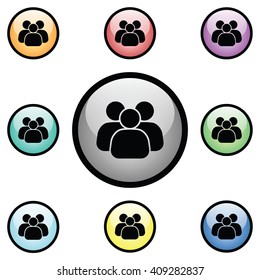 Team Icon Glass Button Icon Set