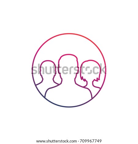 Team icon isolated on white, linear