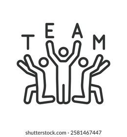 Team, icon in line design. Team, collaboration, group, cooperation, unity, support, synergy on white background vector. Team editable stroke icon