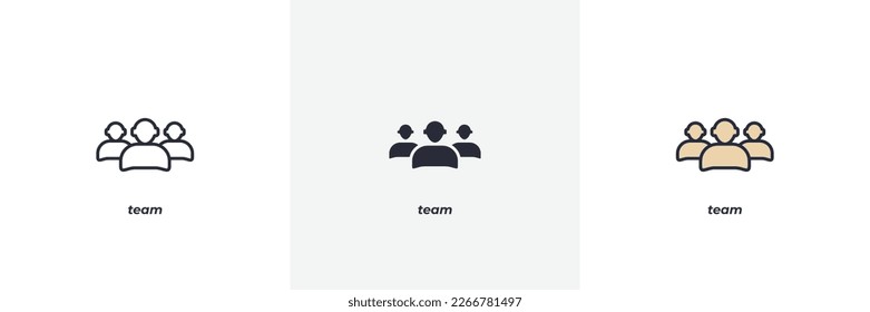 team icon. Line, solid and filled outline colorful version, outline and filled vector sign. Idea Symbol, logo illustration. Vector graphics