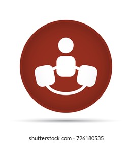 Team icon on a circle on a white background. Vector illustration