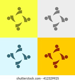 Team Icon on Four Different Backgrounds. Eps-10.