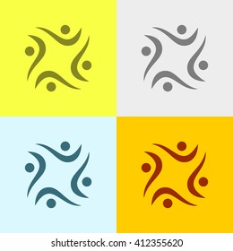 Team Icon on Four Different Backgrounds. Eps-10.