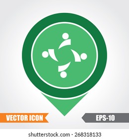 Team Icon On Map Pointer. Eps.-10.