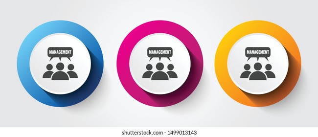 Team icon on three colorful buttons.