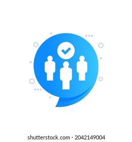 team icon with people and checkmark, vector