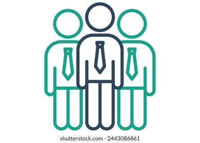 team icon. people wear ties. icon related to action plan,  business. line icon style. business element illustration