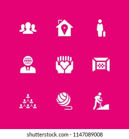 team icon set. businessman, climbing and hierarchical structure vector icon for graphic design and web