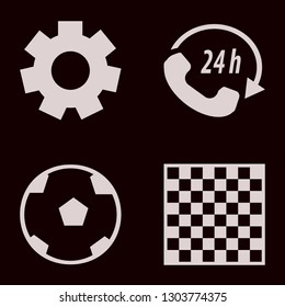 team icon set with chess board, soccer ball and call center vector illustration
