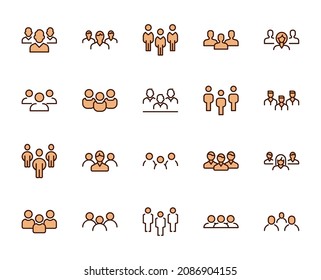 Team icon set. Collection of high-quality color outline logo for web site design and mobile apps. Vector illustration on a white background.