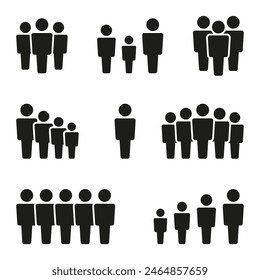 Team icon set. Community icon set. Silhouette symbol. Vector illustration.