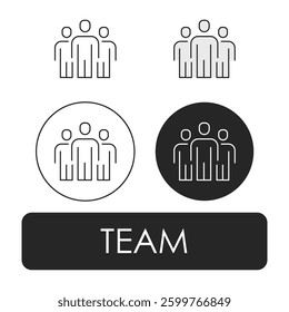 Team icon set featuring teamwork collaboration, leadership development, corporate workforce, employee connection, and business networking