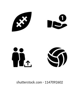 team icon set. group, american football and volleyball vector icon for graphic design and web