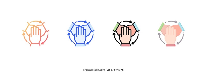Conjunto de ícones da equipe com várias coleções de estilos