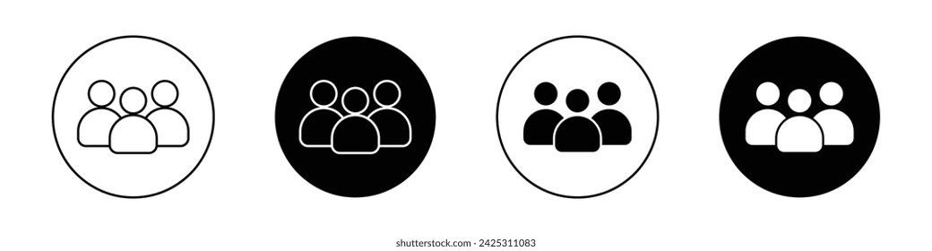 Team Icon Set. People Employee Group Vector Symbol in a Black Filled and Outlined Style. Collaborative Workforce Sign.