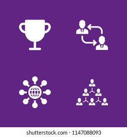 team icon set. scheme, hierarchical structure and trophy vector icon for graphic design and web