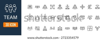 Team icon set, teamwork collaboration people symbols, business communication and cooperation icons, modern flat vector design