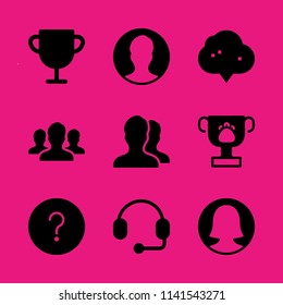 team icon set. With trophy, user and user  vector icons for graphic design and web