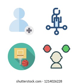 team icon set. vector set about user, add user, basketball and employee icons set.