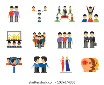 Team Icon Set. Virtual Colleagues Team Building Collaboration Team Efficiency Project Team Structure Recruiting Business Meeting Fashion Models Leadership Training
