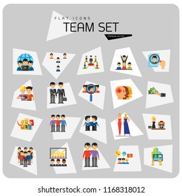 Team Icon Set. Virtual Group Colleagues Team Building Collaboration Teamwork Efficiency Team Project Structure Recruiting Business Meeting Fashion Models Leadership Training