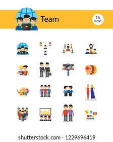 Team Icon Set. Virtual Group Colleagues Team Building Collaboration Teamwork Efficiency Team Project Structure Recruiting Business Meeting Fashion Models Leadership Training