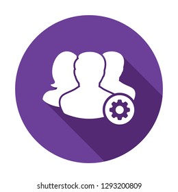 Team icon with settings sign. Team icon and customize, setup, manage, process symbol. Vector illustration