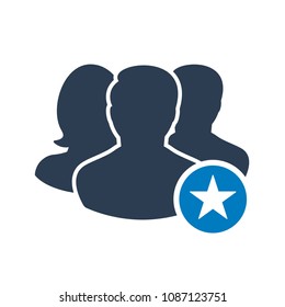 Team icon with star sign. Team icon and best, favorite, rating symbol. Vector illustration