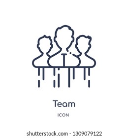 team icon from startup outline collection. Thin line team icon isolated on white background.