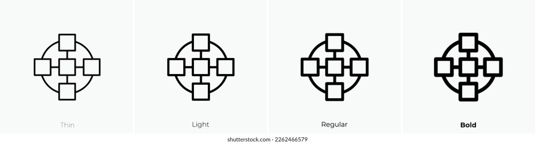 team icon. Thin, Light Regular And Bold style design isolated on white background