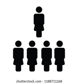 Team icon vector female group of people symbol avatar for business management in flat color glyph pictogram illustration