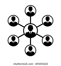 Team Icon Vector - Group of People Network and Connected Business Person Symbol in Glyph Pictogram illustration