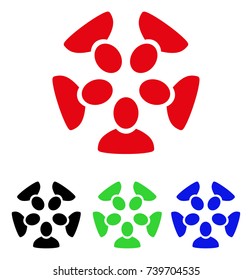 Team icon. Vector illustration style is a flat iconic team symbol with black, red, green, blue color versions. Designed for web and software interfaces.