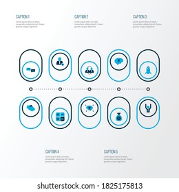Team-Icons farbige Set mit Teamwork, beste Idee, Geldsack und andere helle Ideen Elemente. Einzelne Vektorgrafik-Team-Symbole.