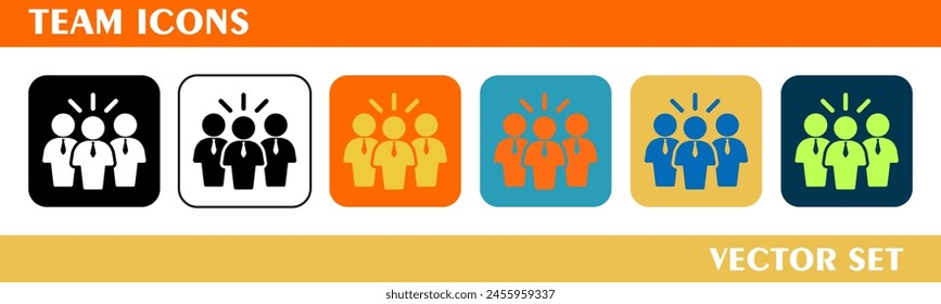 Team icons design. For sign, symbol, web design or web graphics. Vector flat illustration.