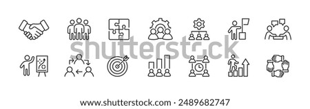 Team icons set. Business teamwork and team building. Vector.